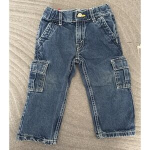 Levis Workwear Cargo Jeans Toddler Baby Boy Size 2T Y2K Baggy Adjustable waist
